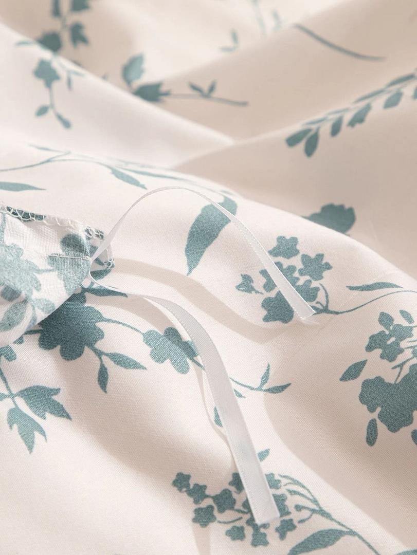 Funda de edredón con estampado de flor de Shein