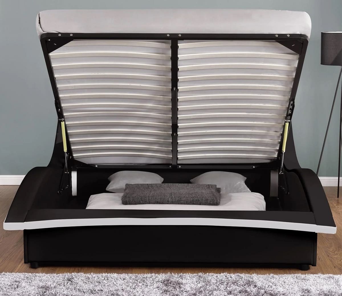 Cama futurista con caja de almacenaje y LED CAMDEN de Leroy Merlin