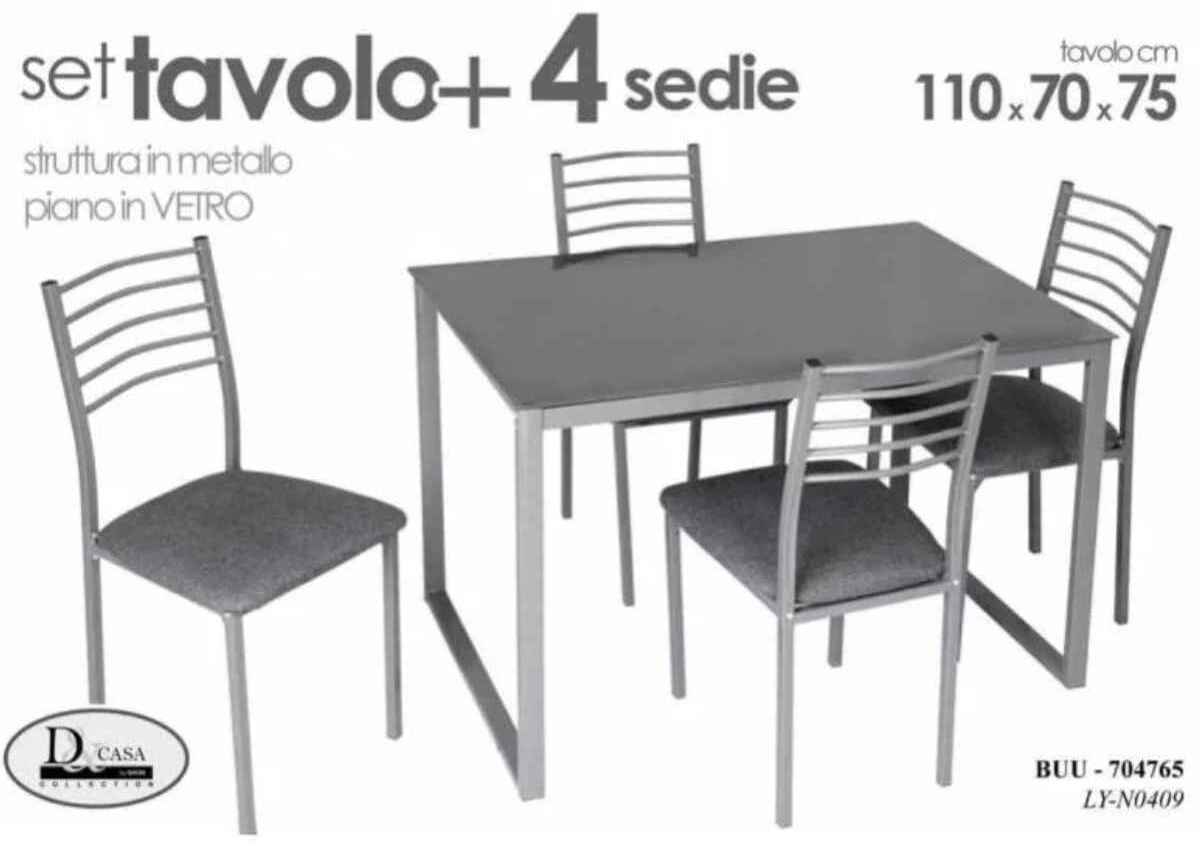 Juego de mesa de cristal con 4 sillas de cocina para salón