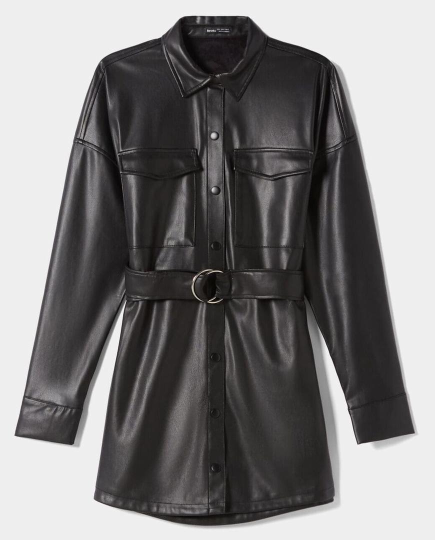 ​

Vestido camisero manga larga cinturón efecto piel

​