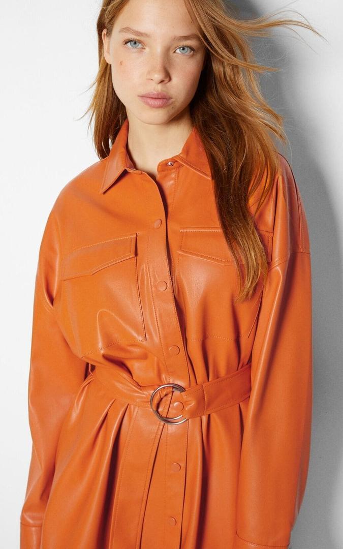 ​

Vestido camisero manga larga cinturón efecto piel

​