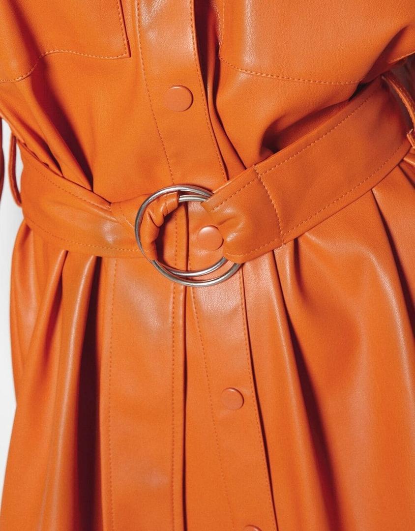 ​

​ Vestido camisero manga larga cinturón efecto piel ​

​