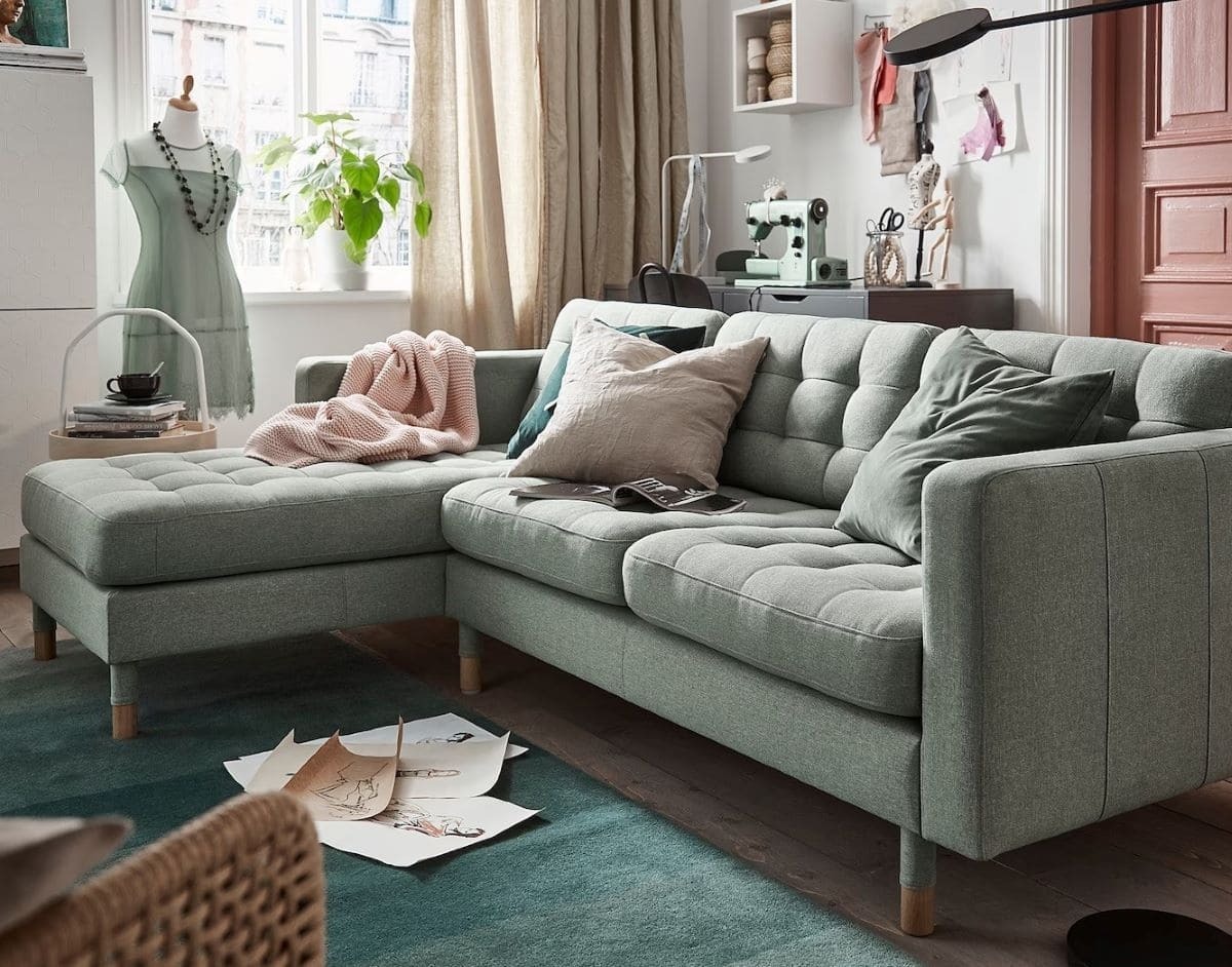 Sofá de 3 plazas + chaiselongue/Gunnared LANDSKORNA de Ikea