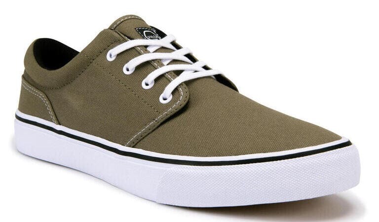 Zapatillas de caña baja skateboard-longboard adulto VULCA 100 caqui blanco