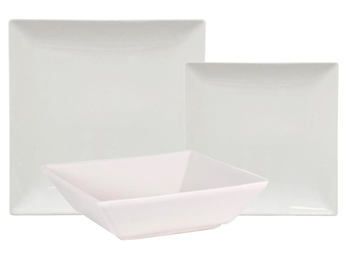 Vajilla cuadrada de Stonweare Alfares de S.C Quadro Ivory