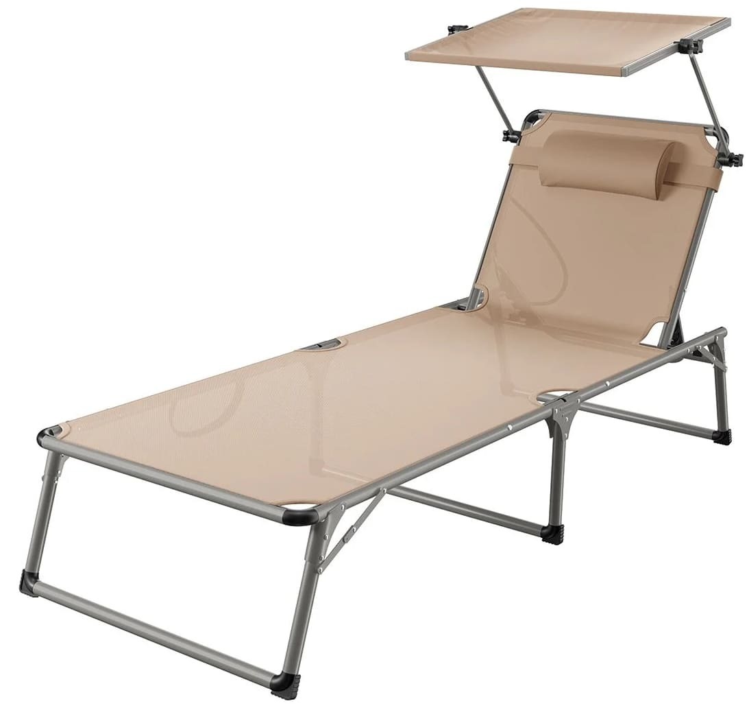 Tumbona con parasol y almohadilla