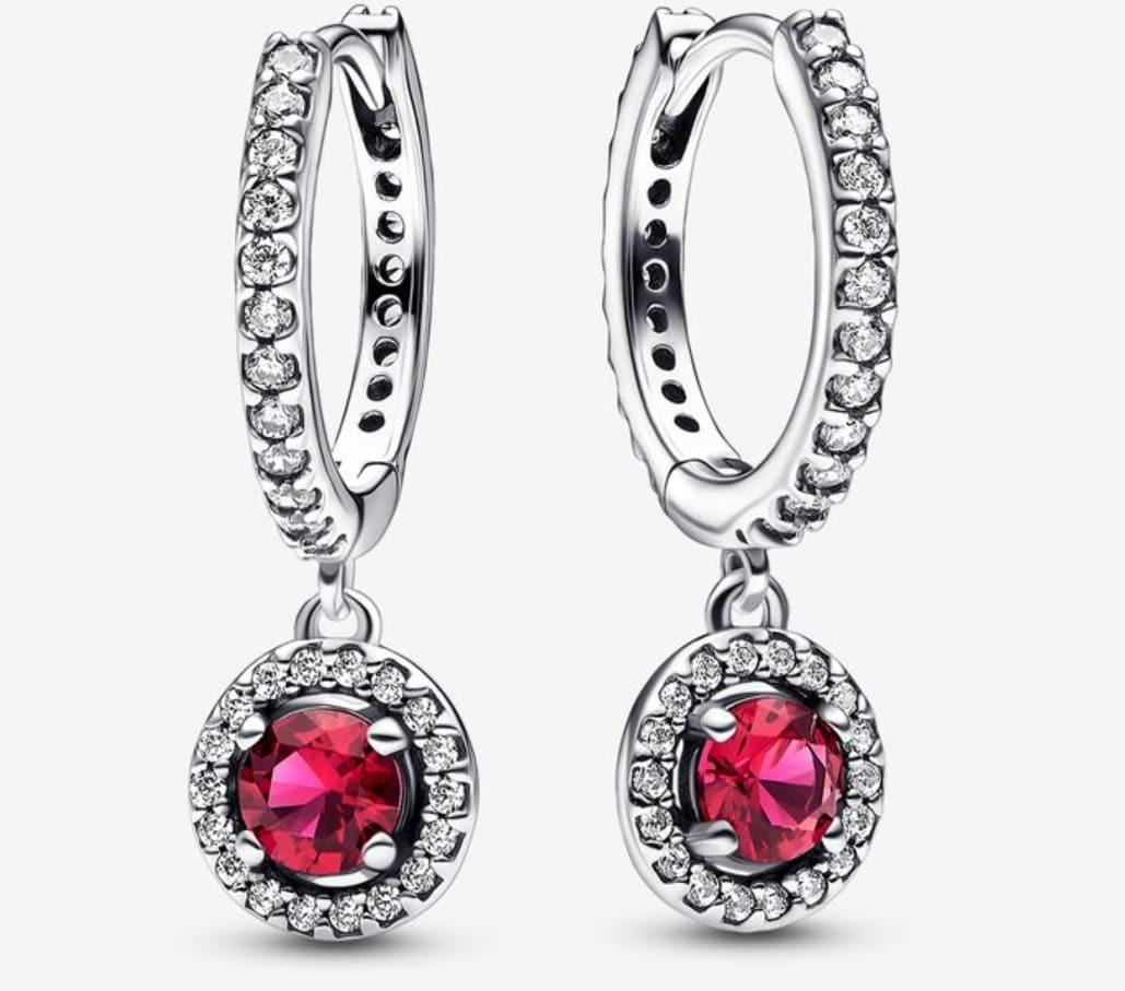 Pendientes de aro círculo rojo de Pandora