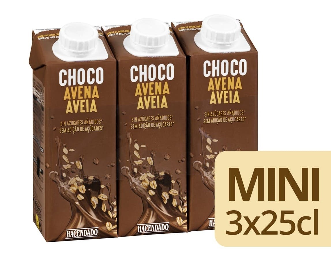 Bebida de avena con chocolate sin azúcares añadidos