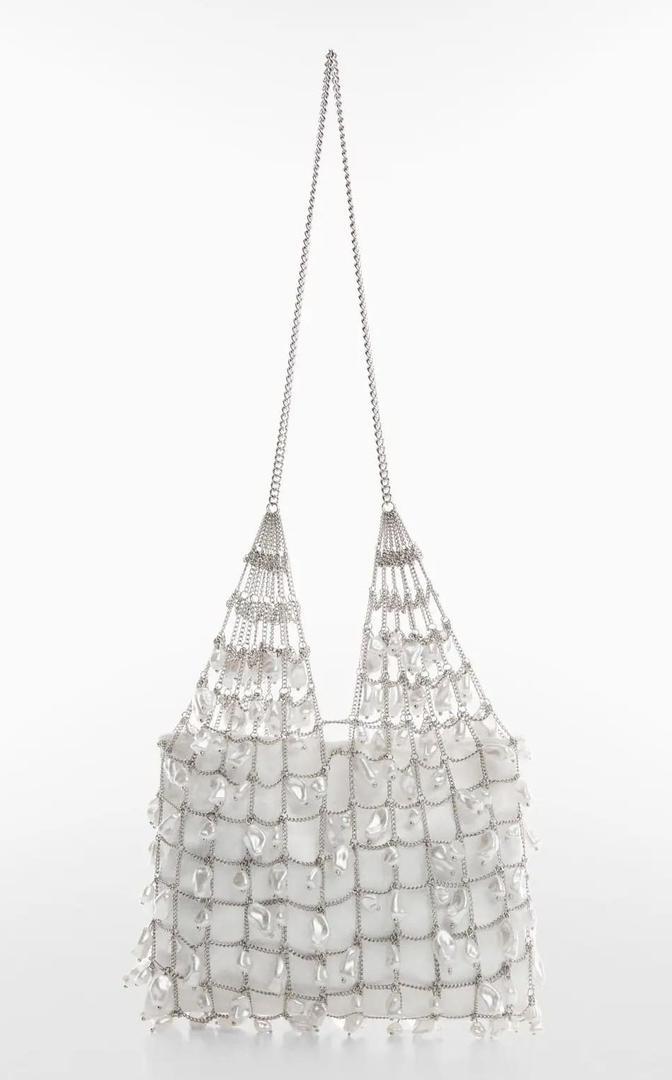 Bolso de malla metálica con perlas de Mango