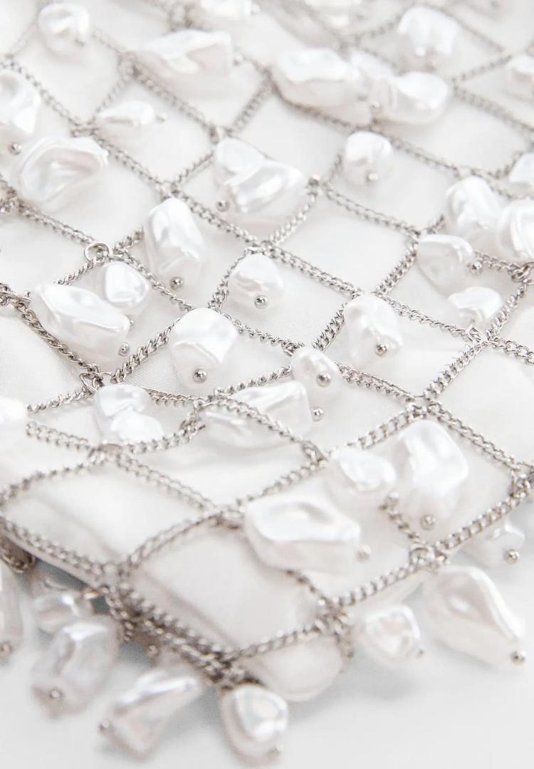 Bolso de malla metálica con perlas de Mango