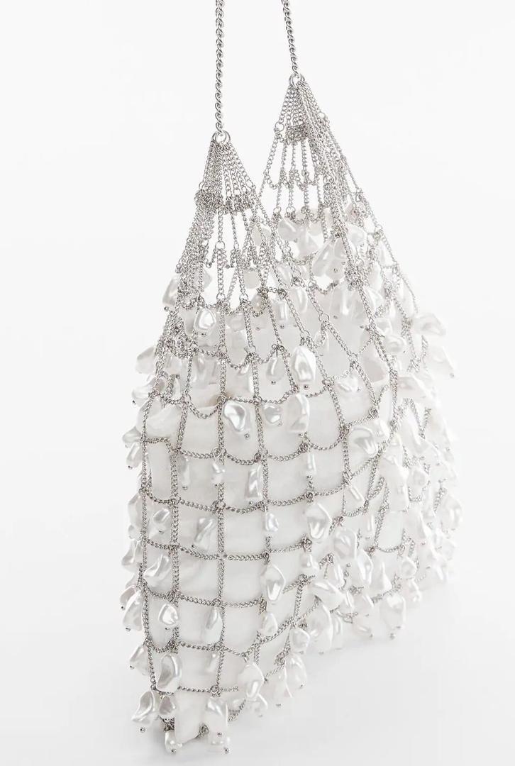 Bolso de malla metálica con perlas de Mango