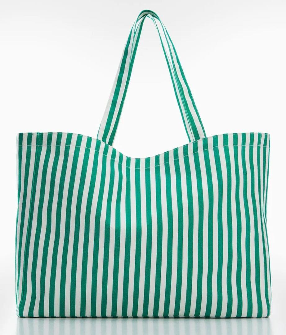 Bolso shopper con estampado de rayas de Mango