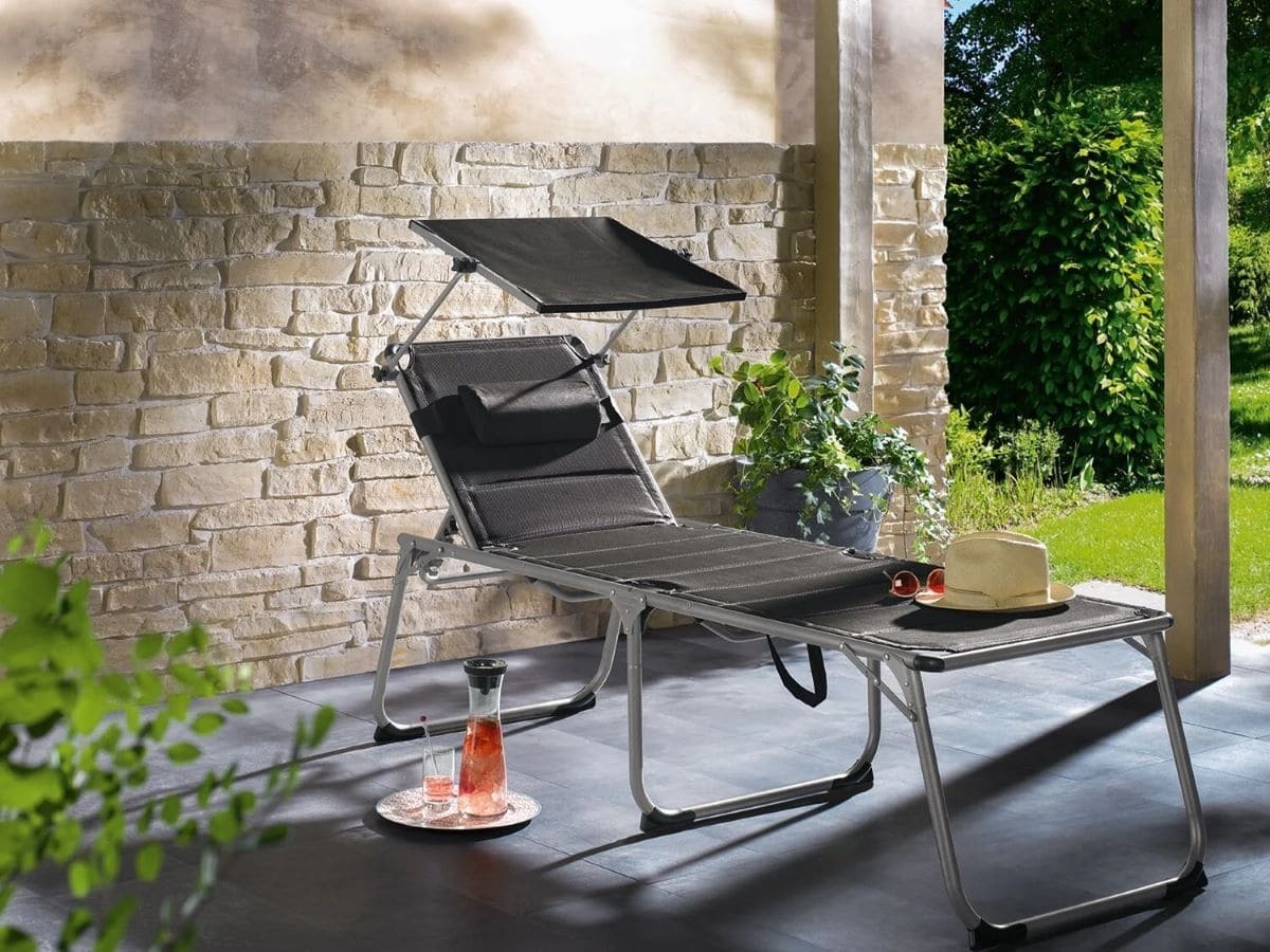 Tumbona XXL de aluminio con parasol