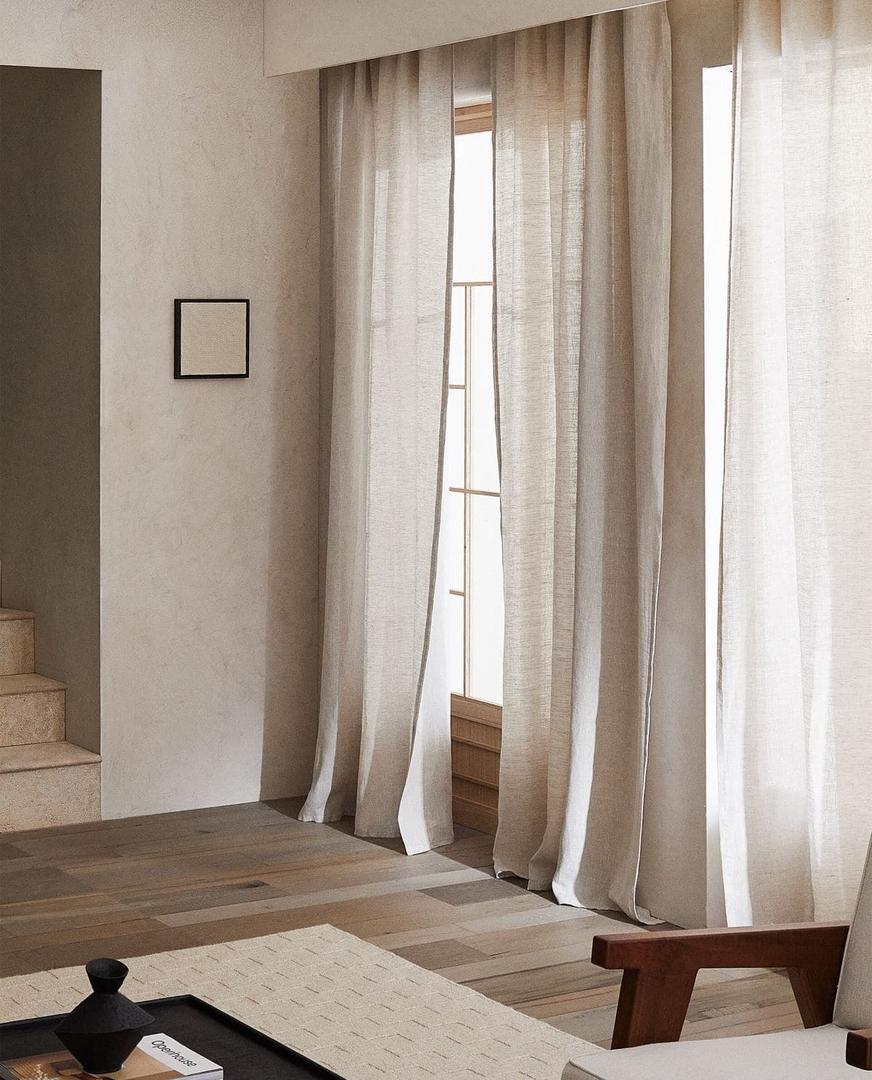 Cortina de lino lavado