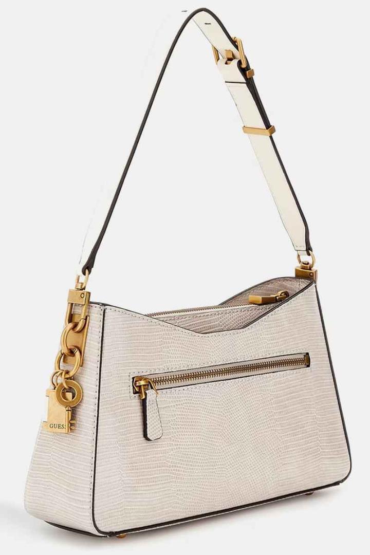 Bolso de hombro Ginevra Elite en blanco con grabado Guess