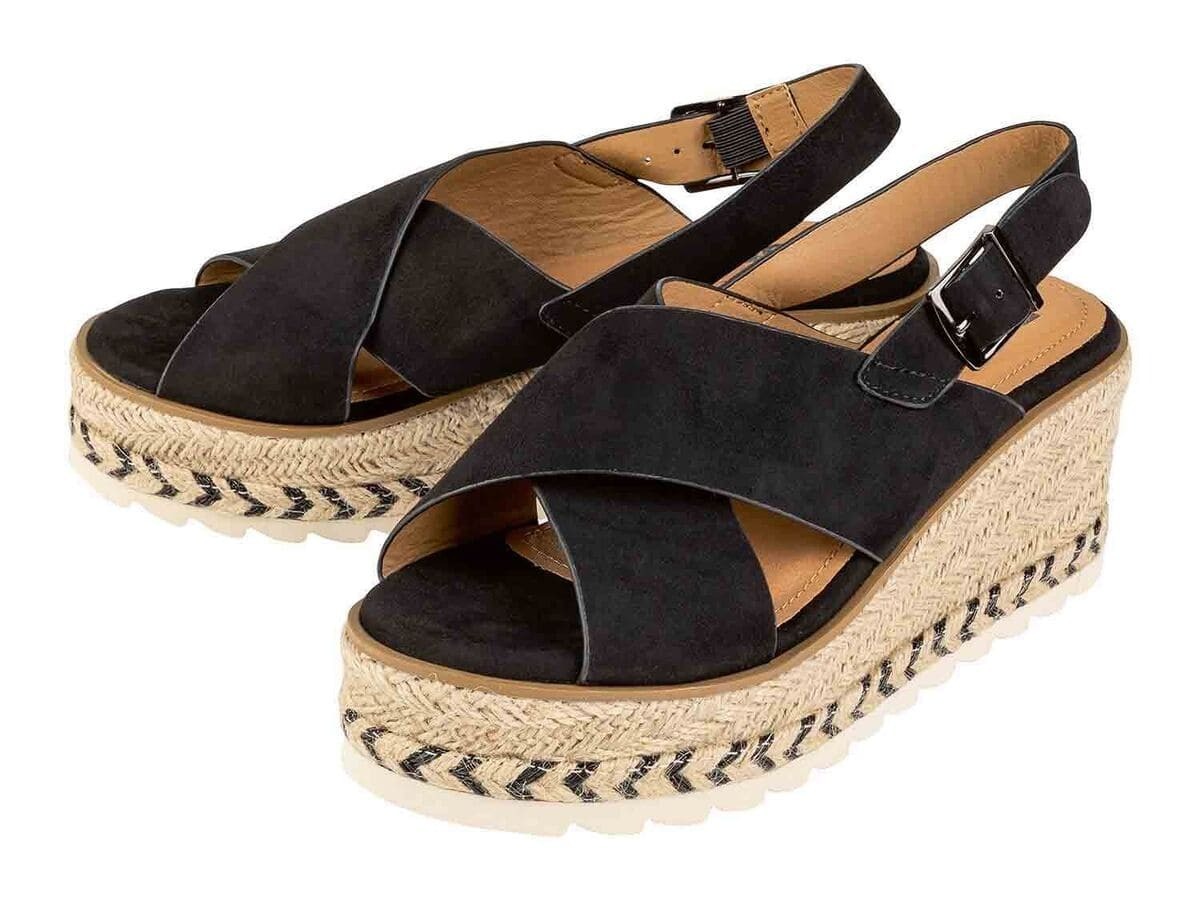 Refresh Sandalias cruzadas de cuña para mujer de Lidl. Negro