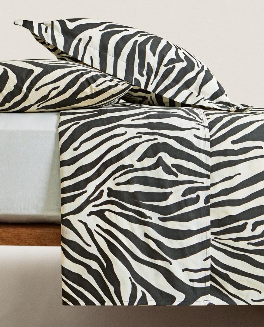 Sábana encimera con estampado de cebra