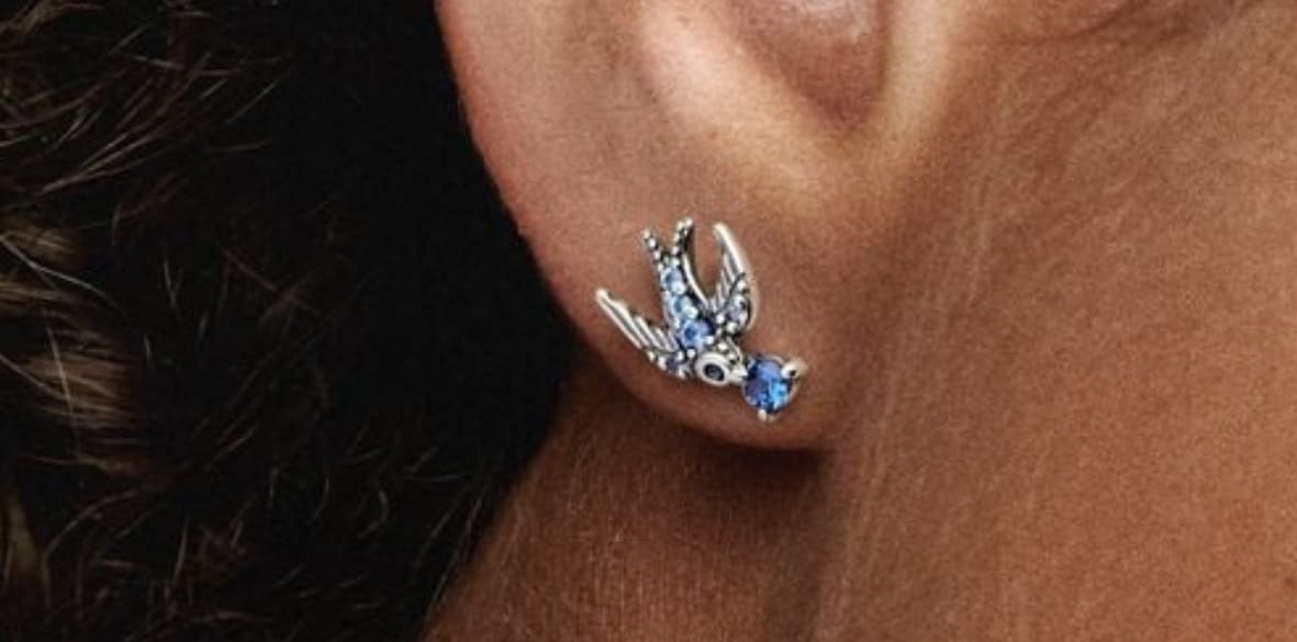 Pendientes de botón de golondrinas de Pandora