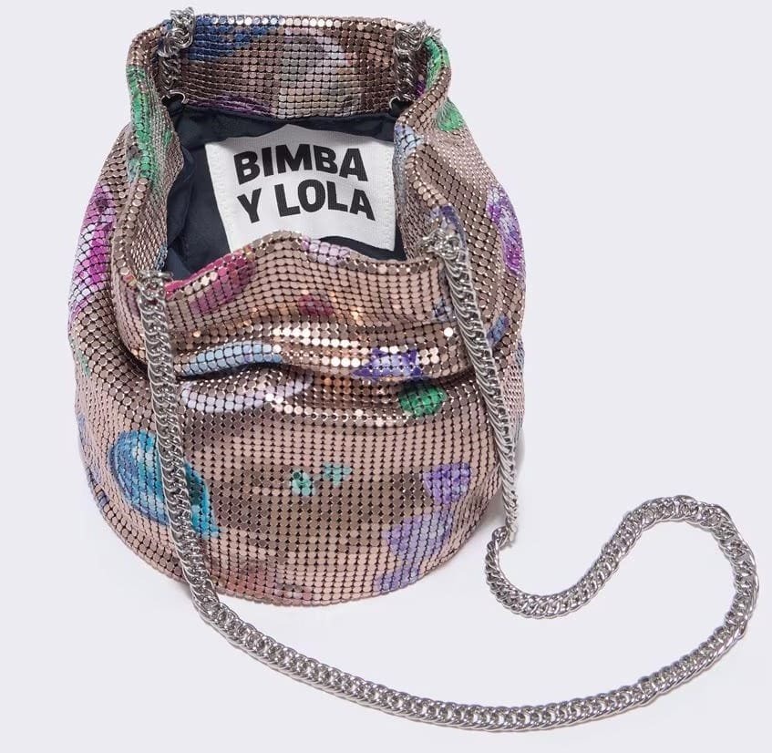 Bolso saco de malla print Fallen Jewels oro