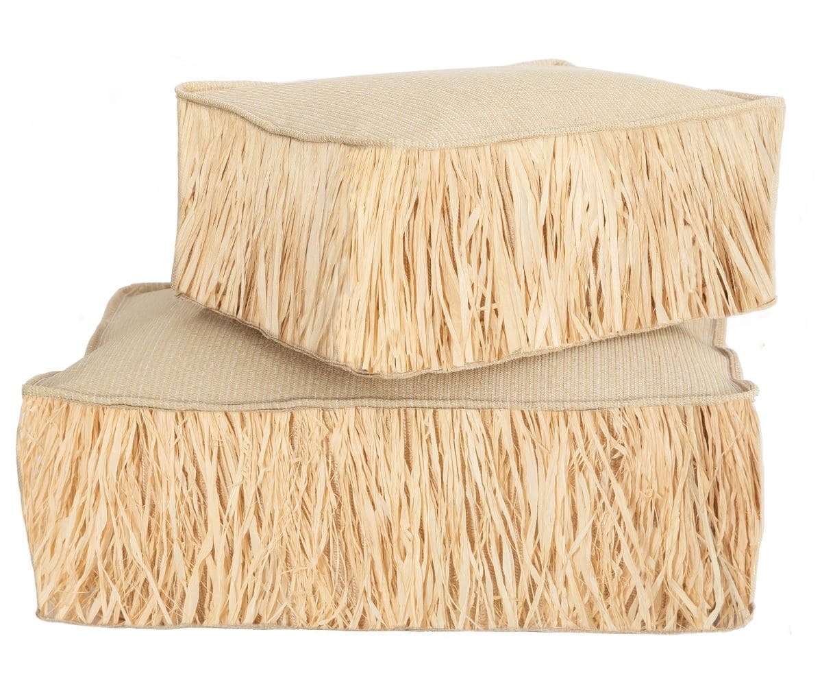 Puf de suelo efecto rafita con flecos