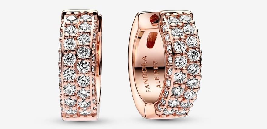 Pendientes de aro fila doble de pavé de Pandora