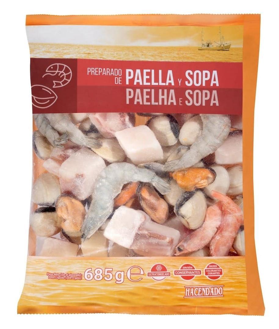 Preparado de paella y sopa ultracongelado Hacendado