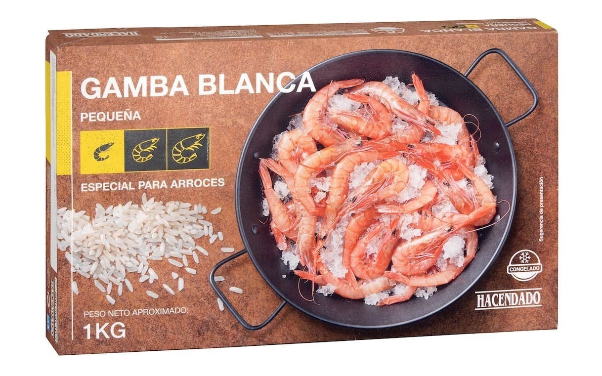 Gamba blanca pequeña congelada