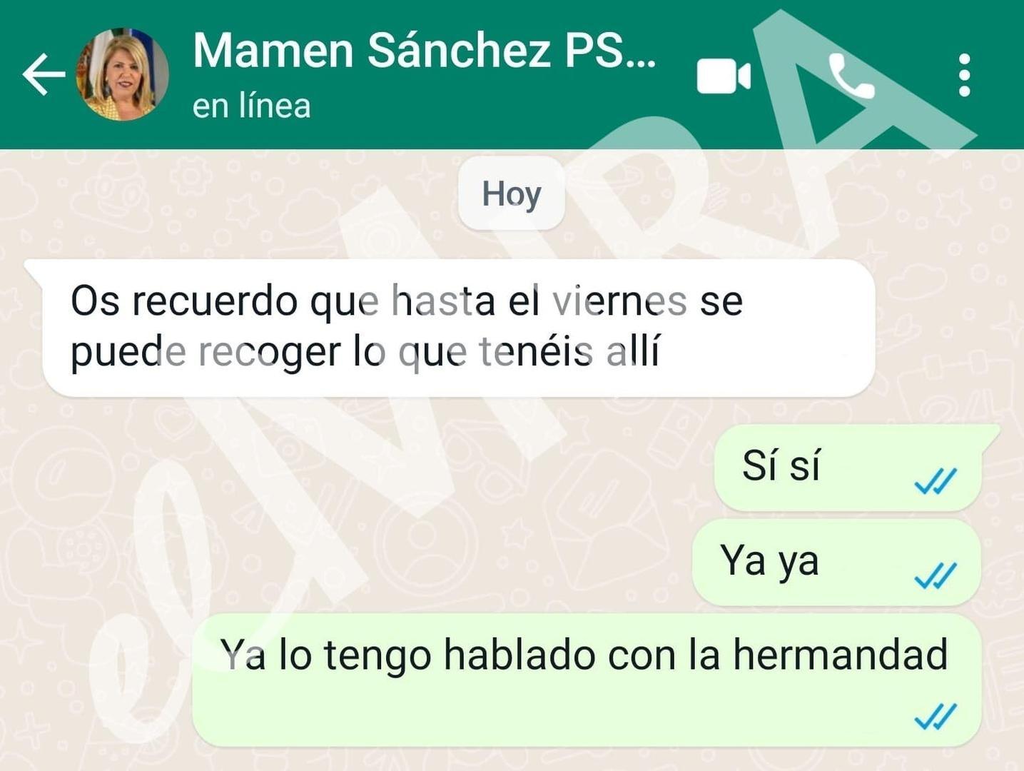 Conversación de Mamen Sánchez que la implica en favoritismos en la cesión de instalación municipal  