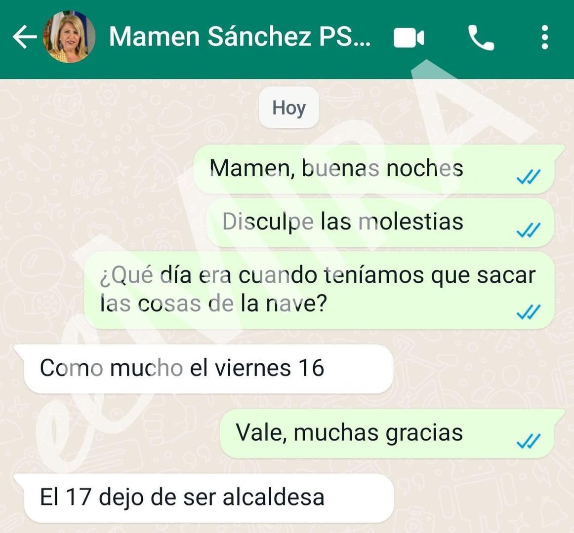 Conversación de Mamen Sánchez que la implica en favoritismos en la cesión de instalación municipal 