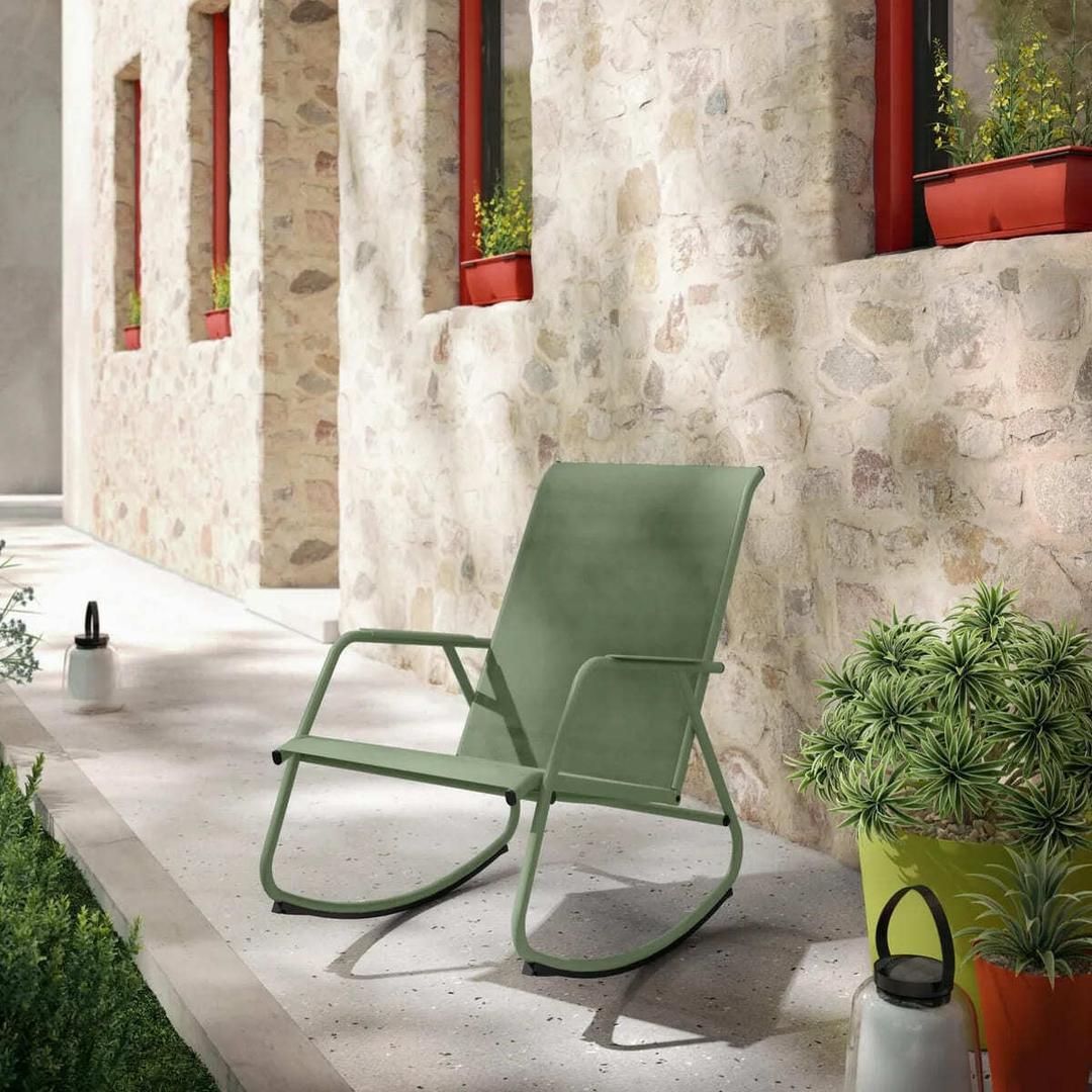 Sillón mecedora de exterior Naterial Lyco de acero de Leroy Merlon