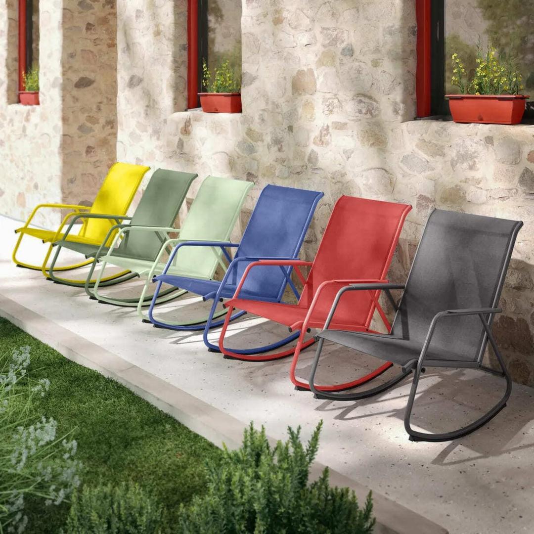 Sillón mecedora de exterior Naterial Lyco de acero de Leroy Merlon