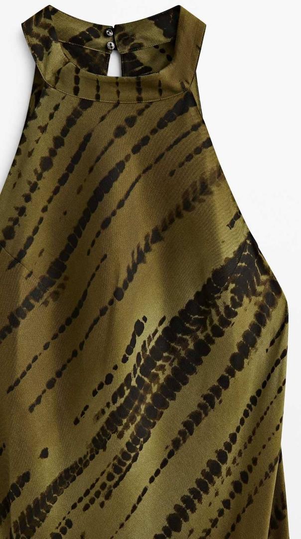 Vestido largo halter estampado de Massimo Dutti