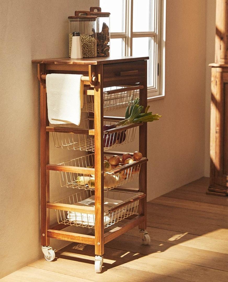 Mueble de almacenaje de madera y de metal