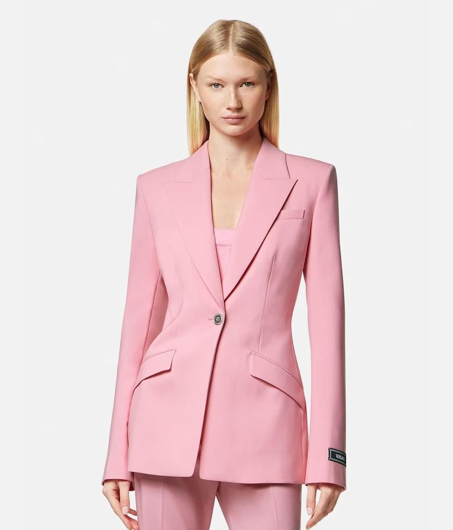 Chaqueta blazer de botonadura simple color rosa de Versace