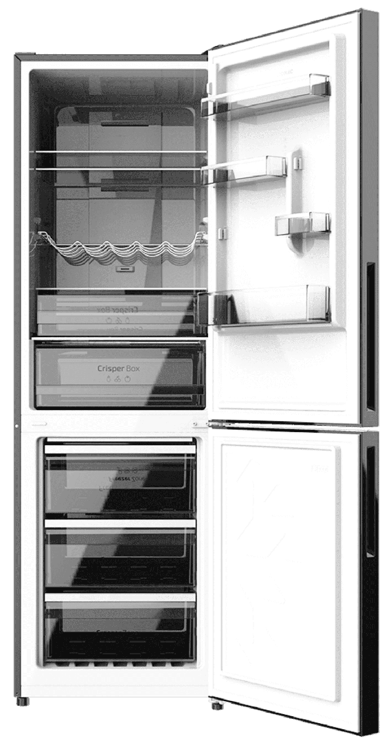 Frigorífico con congelador de cristal negro Bolero CoolMarket Combi 332 de Cecotec