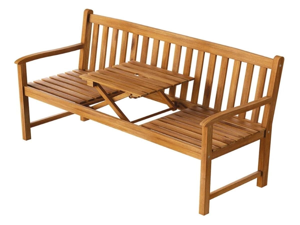 Banco de jardín con mesa plegable