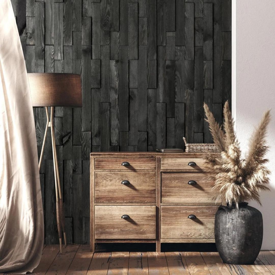 Revestimiento de pared de madera 3D TAVOLA CARBO