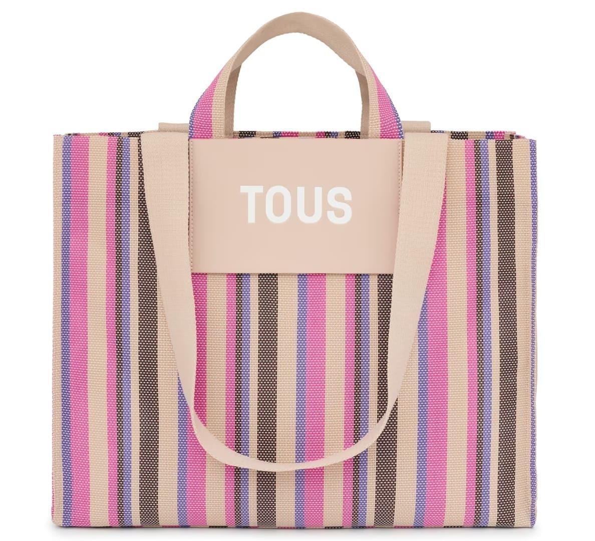 Bolso shopper grande de rayas modelo Stripes de Tous