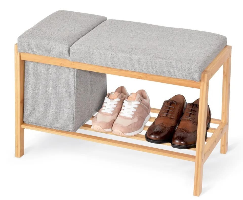 Banco zapatero de bambú con cesto de Leroy Merlin