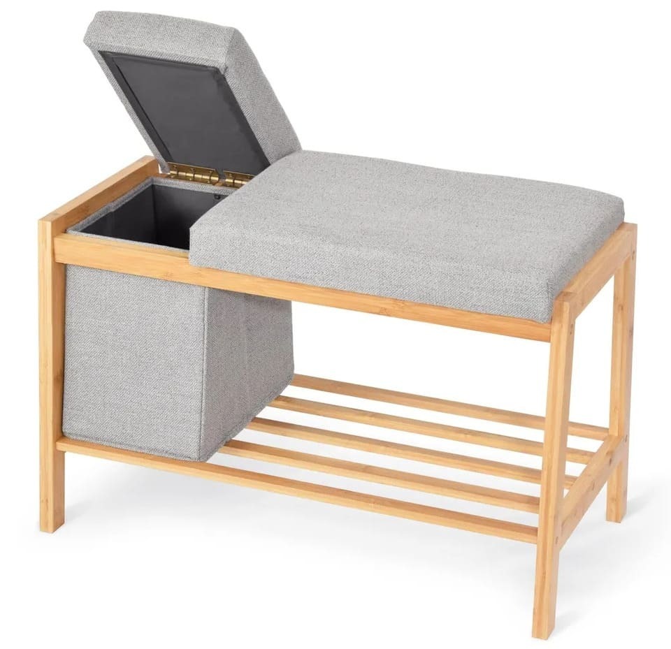 Banco zapatero de bambú con cesto de Leroy Merlin