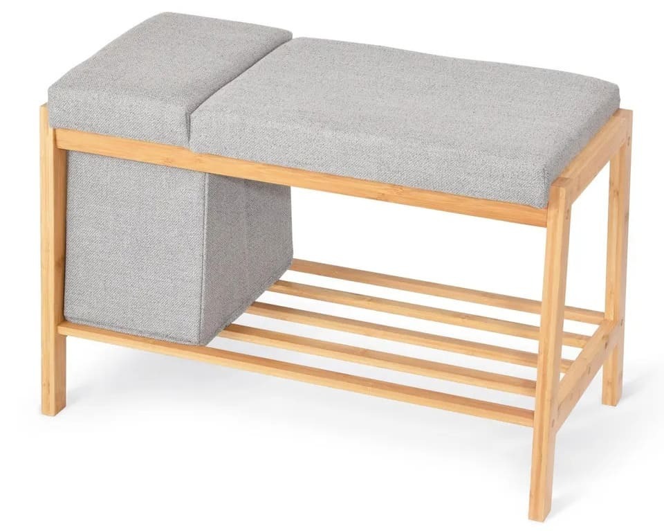 Banco zapatero de bambú con cesto de Leroy Merlin