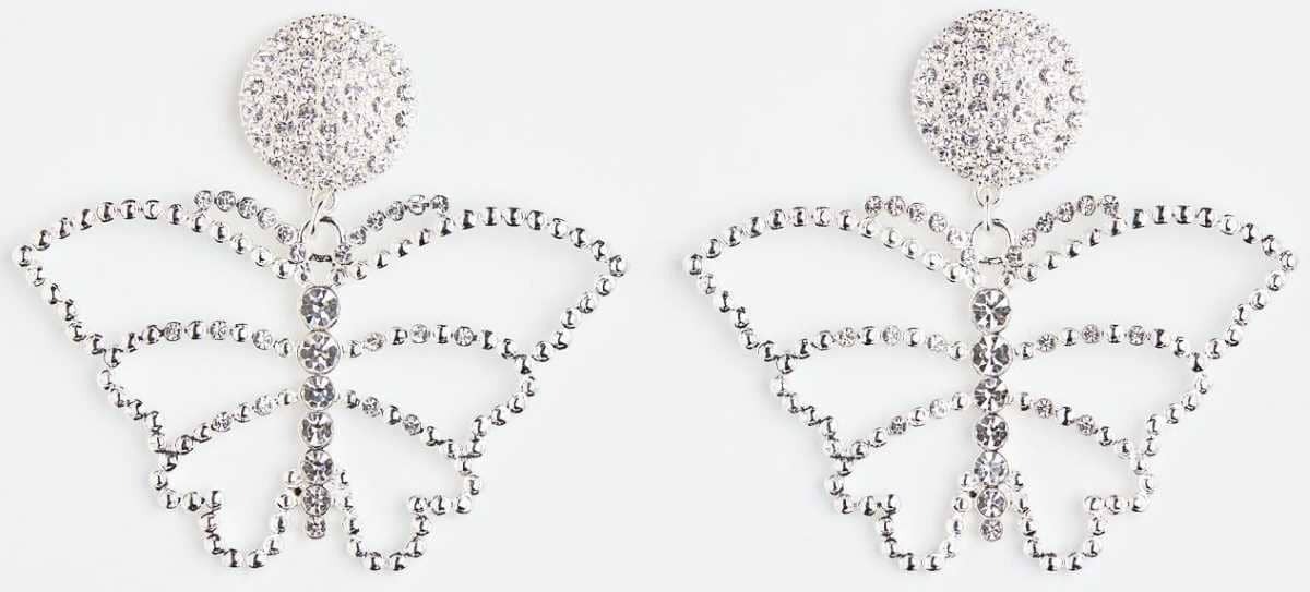 Pendientes de corazón con strass de H&M