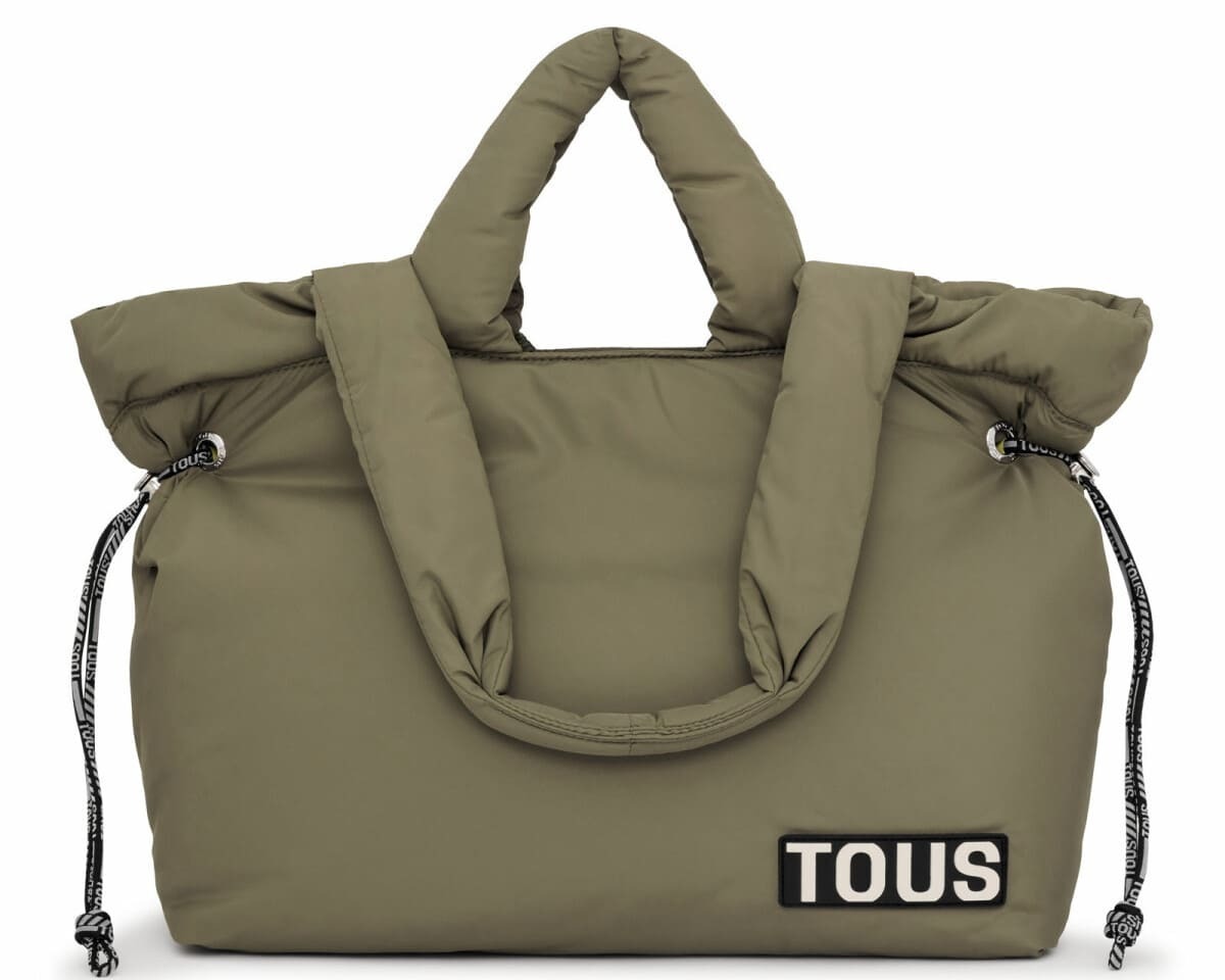 Bolso capazo grande color caqui Tous Carol Soft