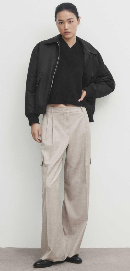 Pantalón cargo mezcla lana franela de Massimo Dutti