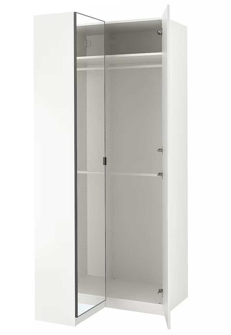 PAX FARDAL ÅHEIM armario esquinero, alto brillo blanco espejo de Ikea