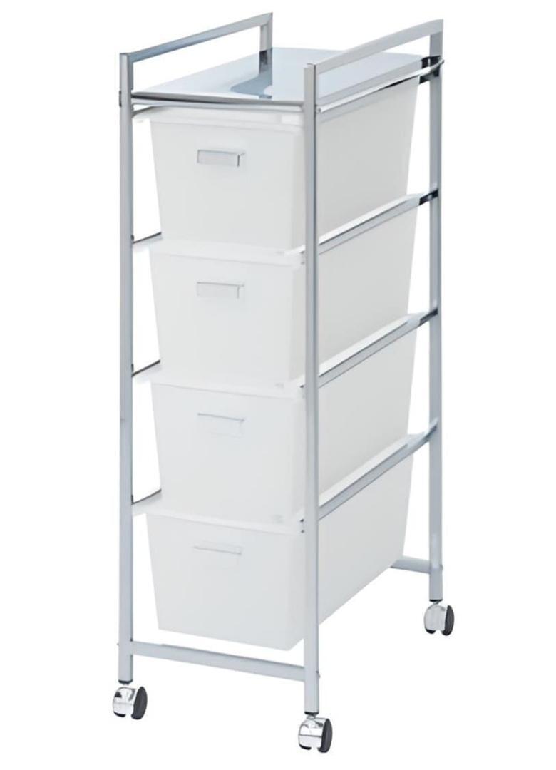 Carrito de baño multiusos con 4 cajones de plástico
