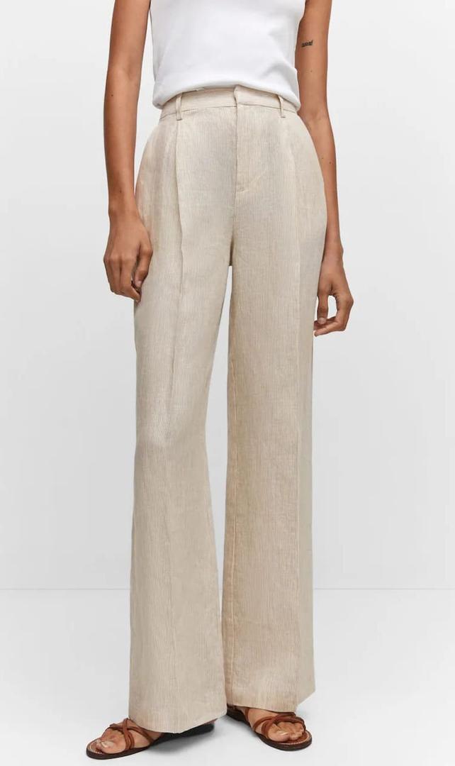 Pantalón recto de lino de Mango