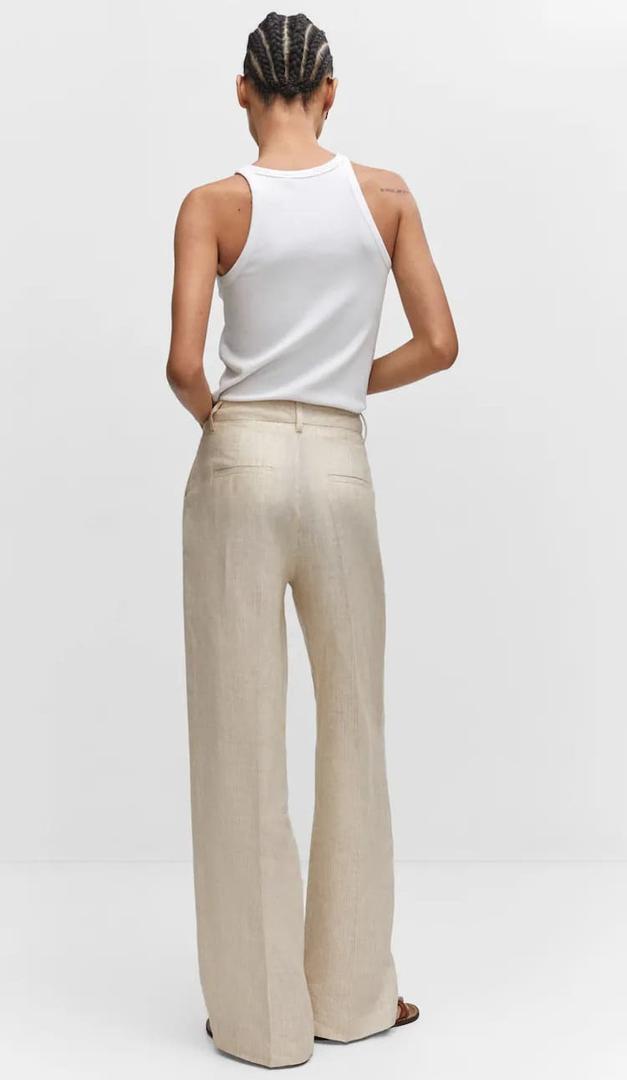 Pantalón recto de lino de Mango