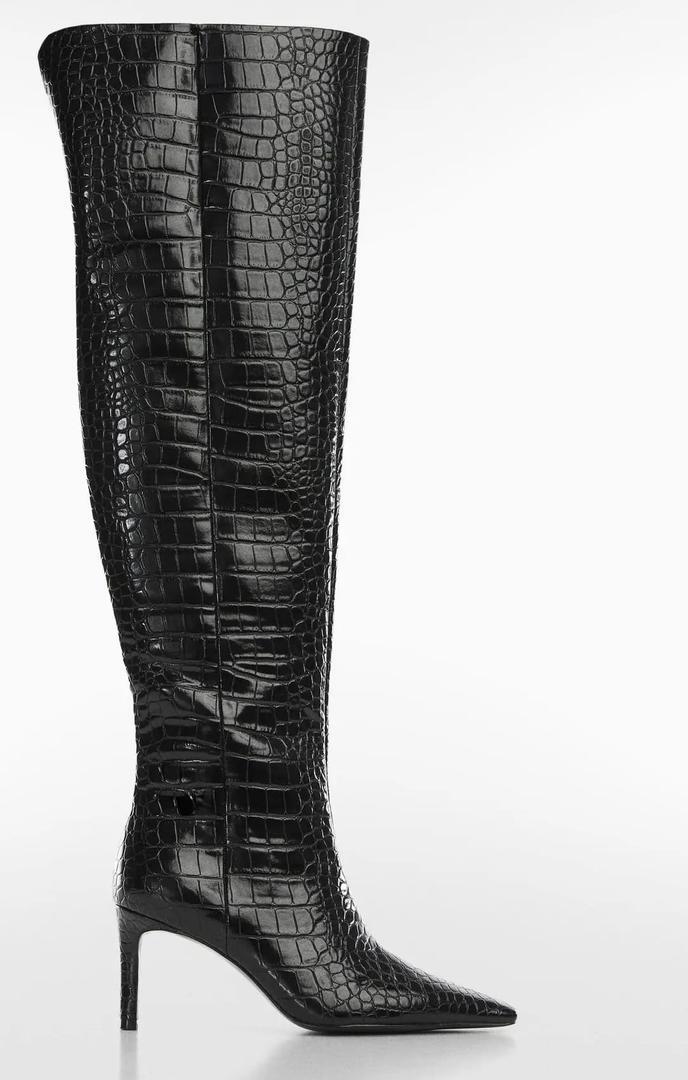 Botas de caña alta efecto cocodrilo de Mango