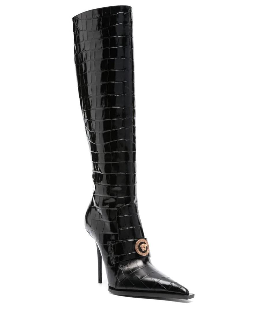 Botas de caña alta efecto cocodrilo de Mango